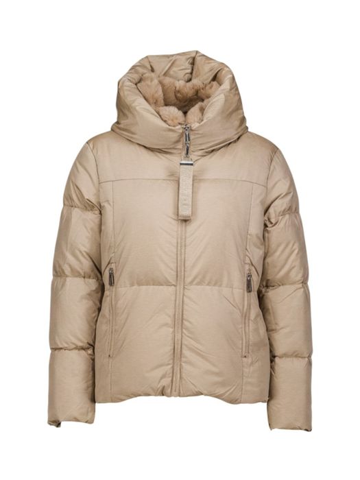 Beige puffert jas met imitatiebontkraag Joni Rino Pelle