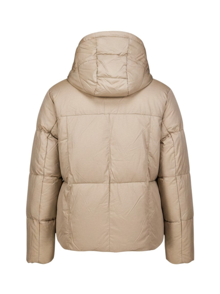Beige puffert jas met imitatiebontkraag Joni Rino Pelle 