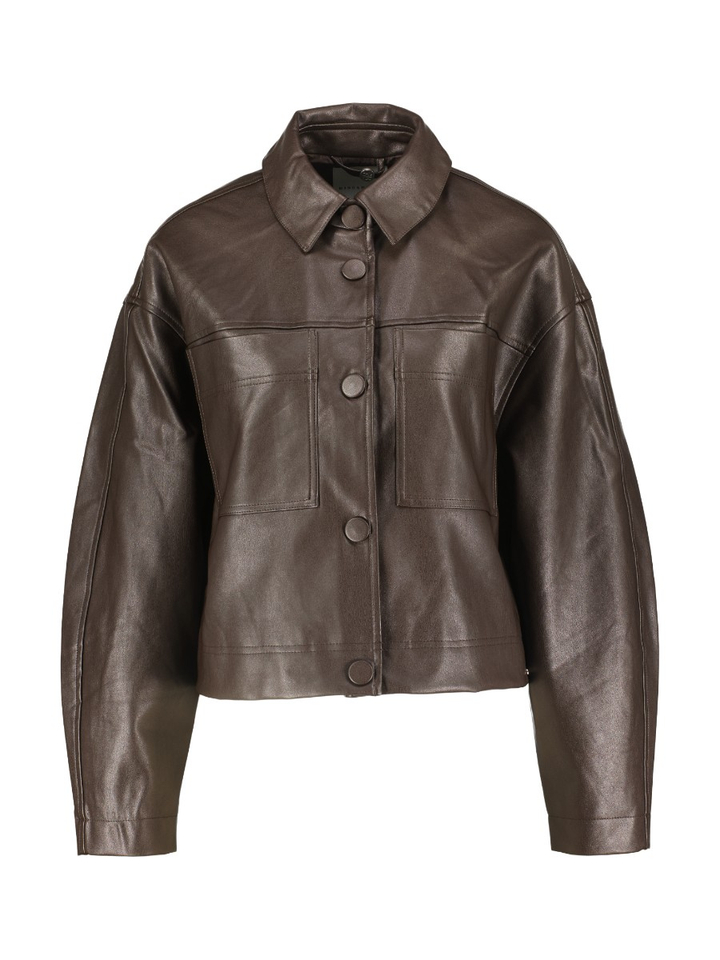 Bruine jas in lederlook Bree Rino Pelle