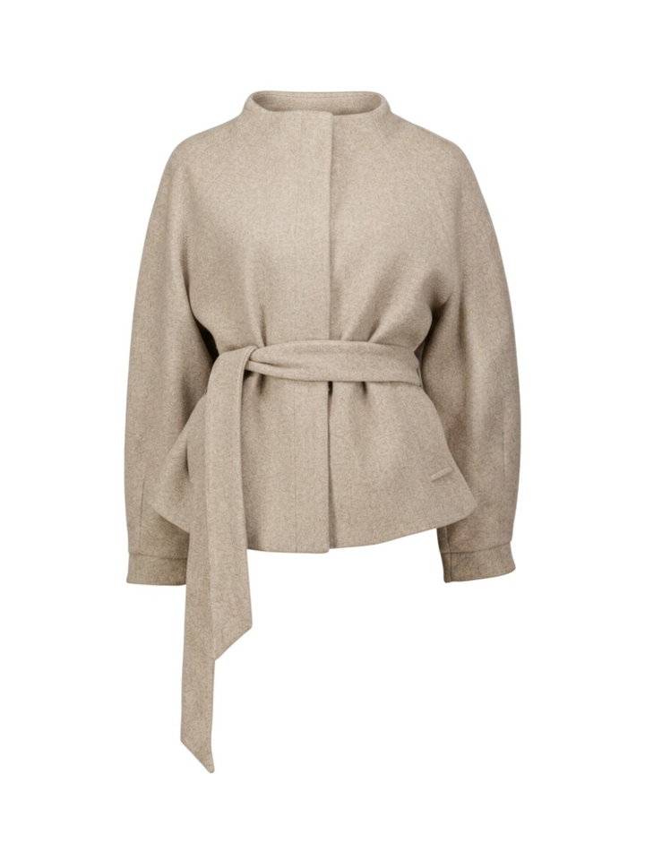 Toffee kleurige jas met riem Cornelia Rino Pelle
