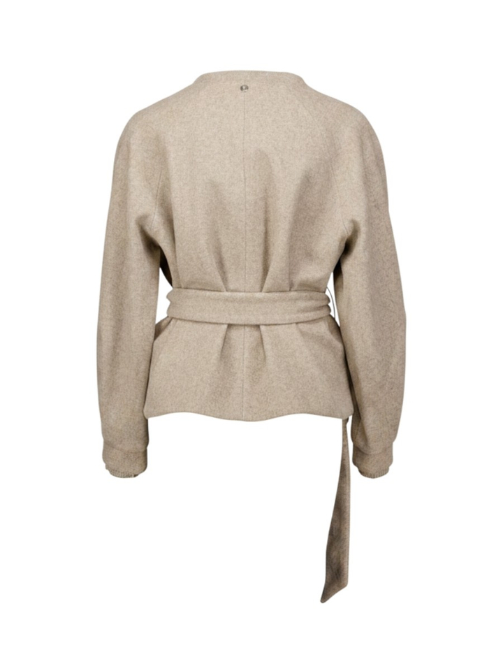Toffee kleurige jas met riem Cornelia Rino Pelle