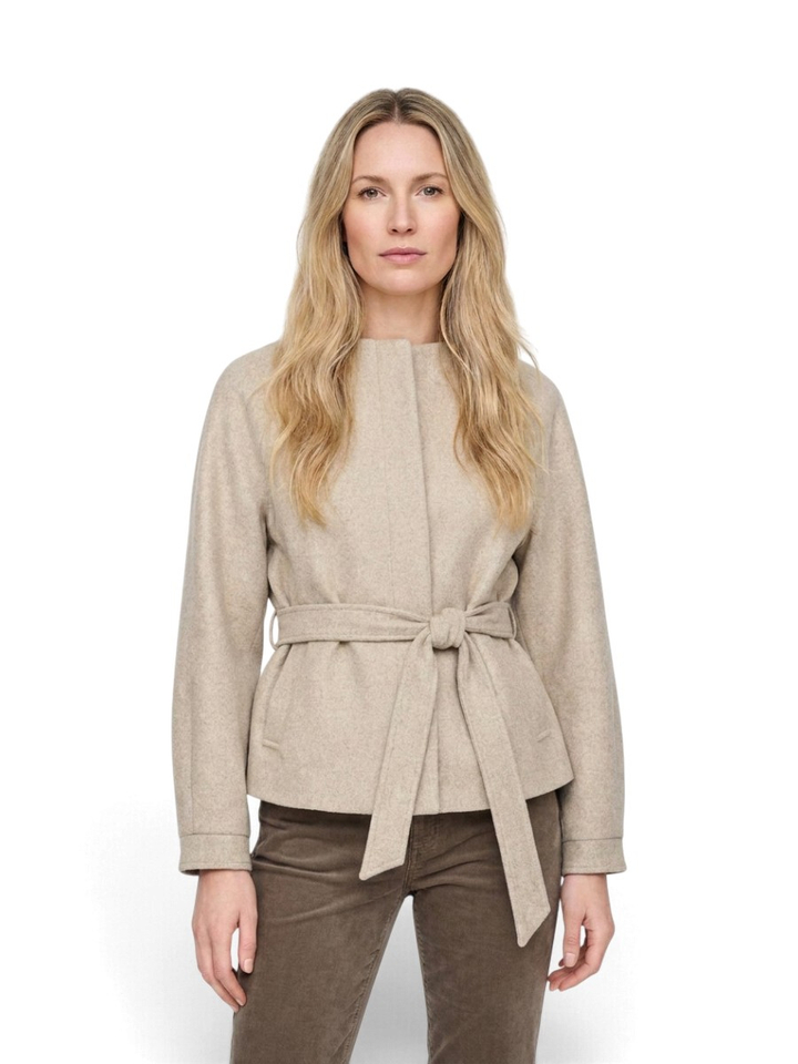 Toffee kleurige jas met riem Cornelia Rino Pelle
