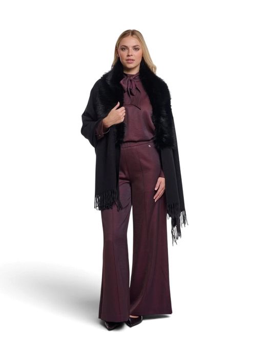 Zwarte sjaal met fluffy detail Wendy Rino Pelle