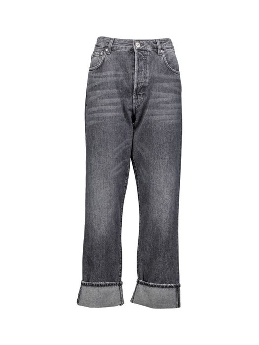 Grijze straight fit jeans met omslag Kurt Bellerose
