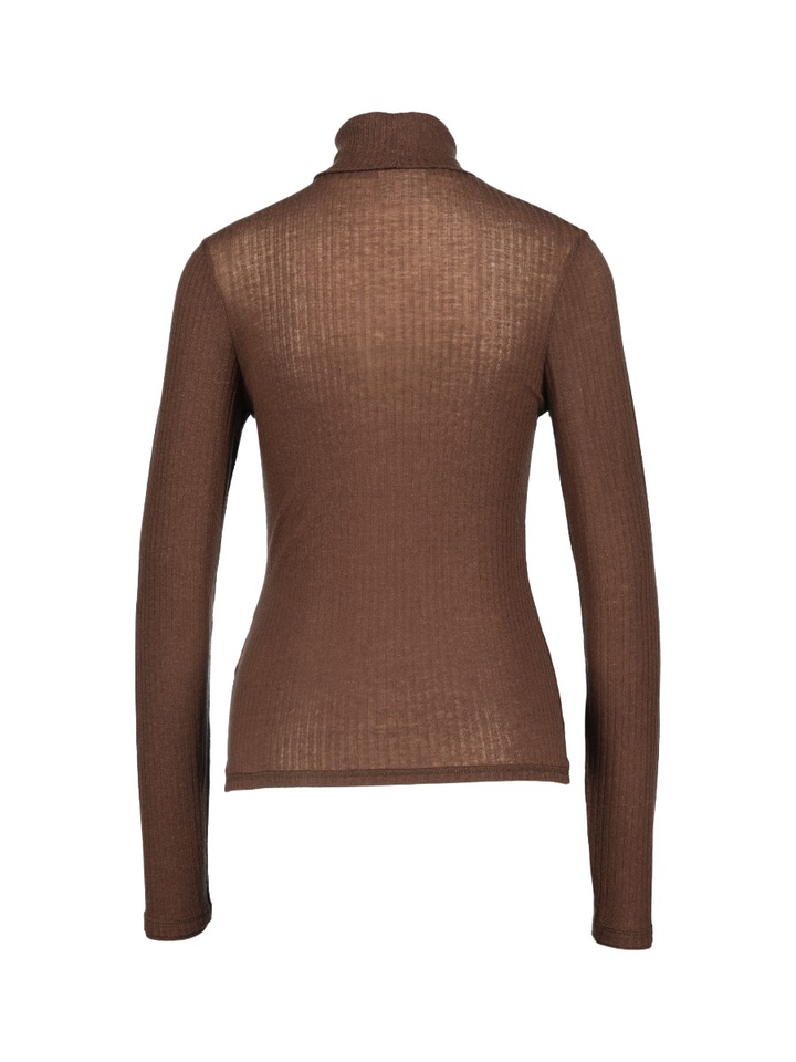 Donkerbruine T-shirt met rolkraag Vinay Bellerose