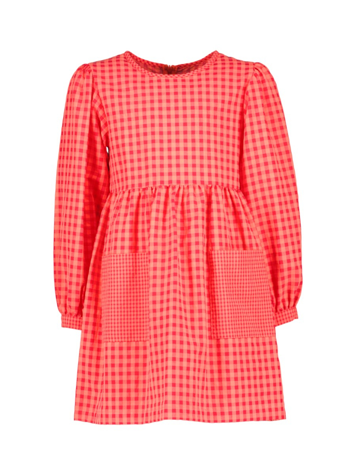 Cherrykleurige jurk met vichy ruiten Amy Blue Bay