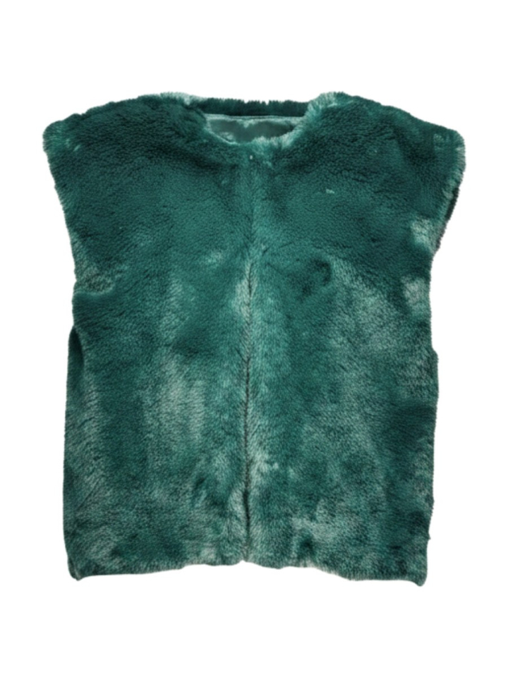 Donkergroene bodywarmer in imitatiebont Felicia Blue Bay