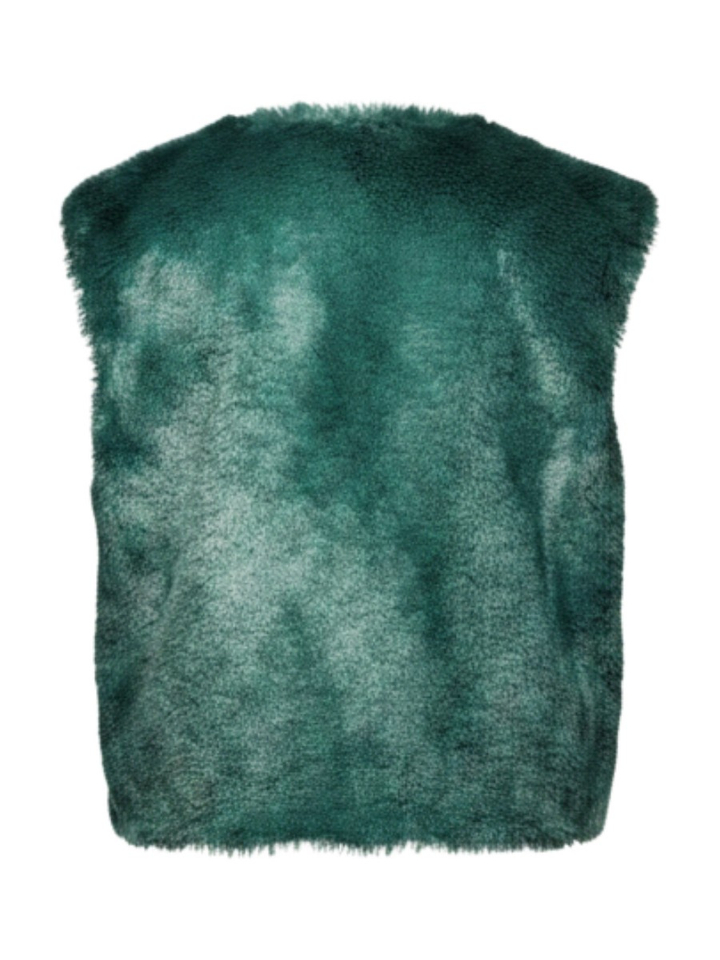 Donkergroene bodywarmer in imitatiebont Felicia Blue Bay
