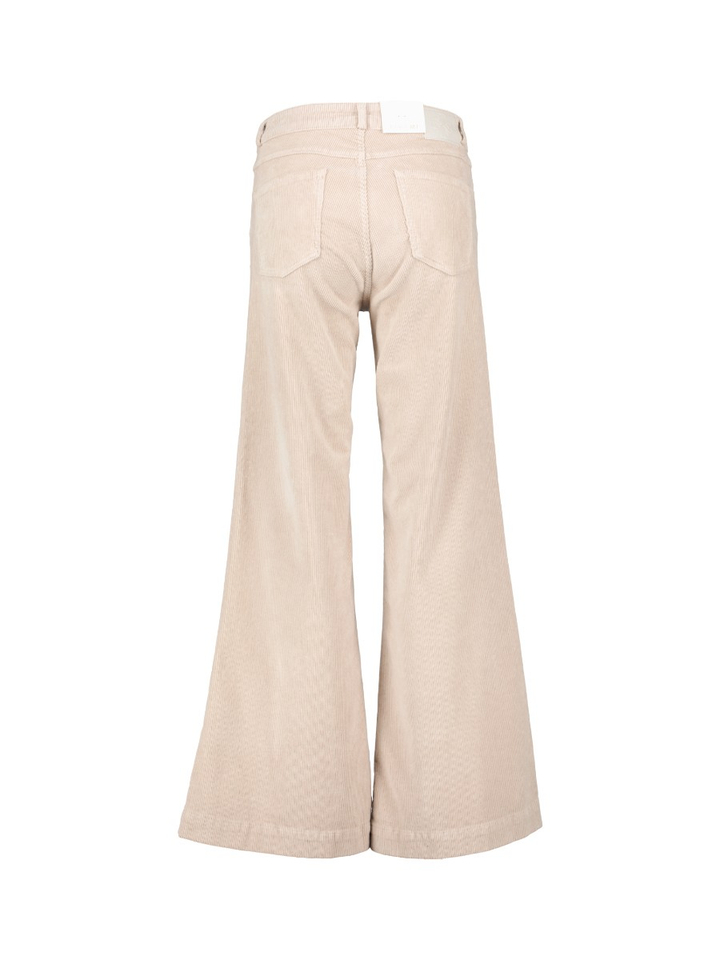 Ecru flared broek in ribflueel SHARON VINTAGE CORD Parami