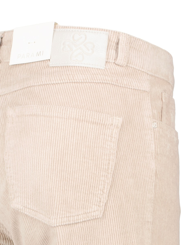 Ecru flared broek in ribflueel SHARON VINTAGE CORD Parami