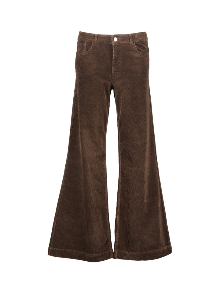 Bruine flared broek in ribflueel SHARON VINTAGE CORD Parami