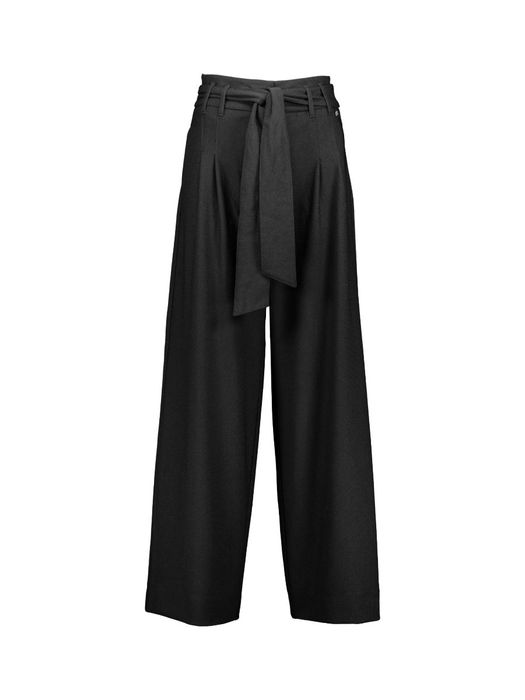 Zwarte wijde broek met bandplooi en hoge taille Ruby Para Mi