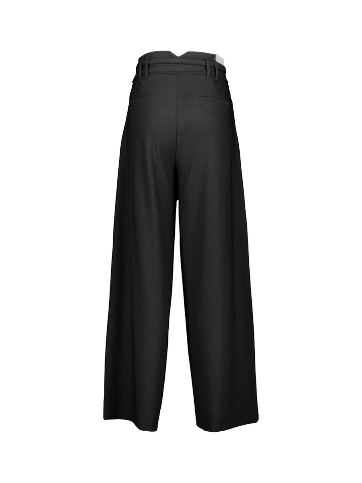 Zwarte wijde broek met bandplooi en hoge taille Ruby Para Mi