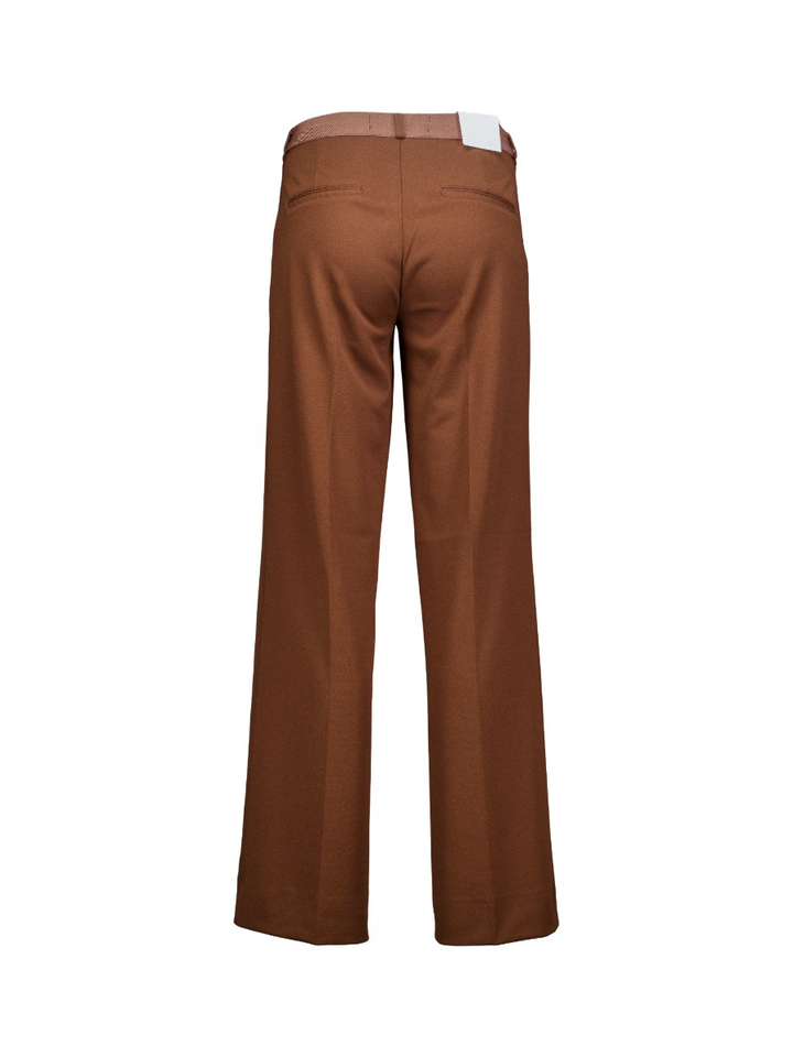 Donkerbruine broek met rechte pijpen Mira Crepe Para Mi