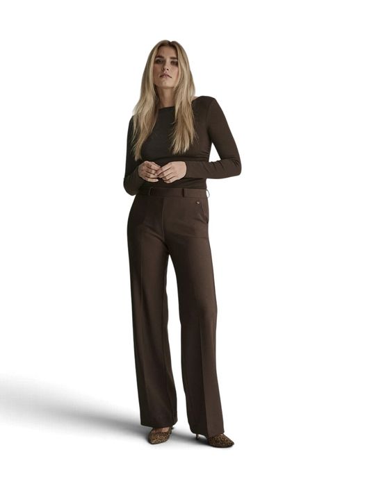 Bruine broek met stretch en elastiek met rechte pijpen Mira Twill Para Mi