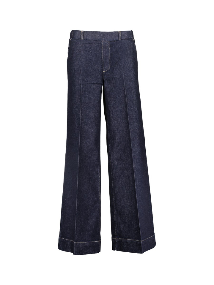 Donkerblauwe wide leg jeans met hoge taille en elastiek Lizzy Para Mi