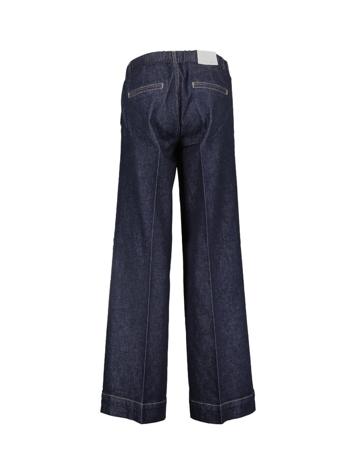 Donkerblauwe wide leg jeans met hoge taille en elastiek Lizzy Para Mi