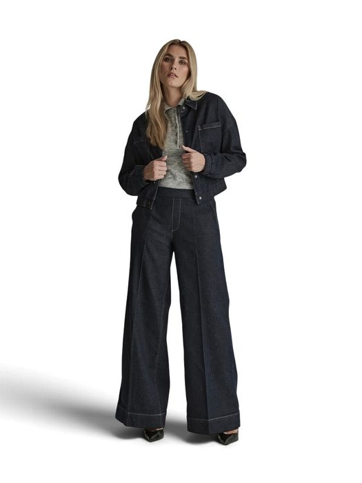 Donkerblauwe wide leg jeans met hoge taille en elastiek Lizzy Para Mi