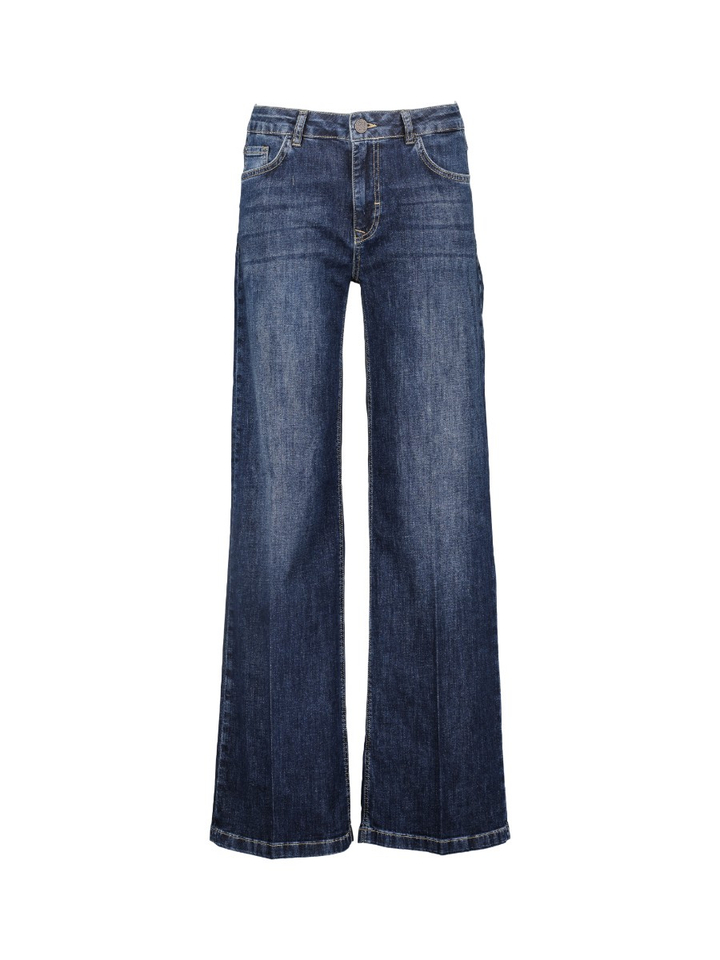Donkerblauwe wide leg jeans met hoge taille Mira Para Mi