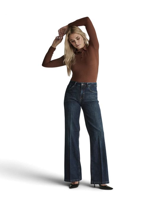 Donkerblauwe wide leg jeans met hoge taille Mira Para Mi