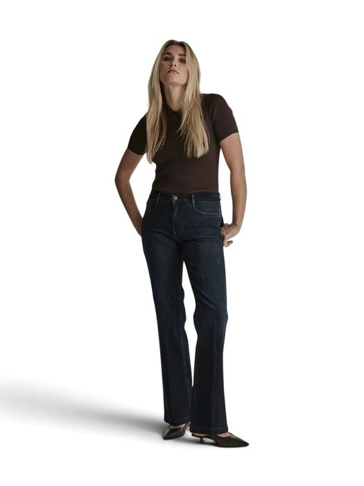 Donkerblauwe wide leg jeans met elastiek Eve Elastic Para Mi