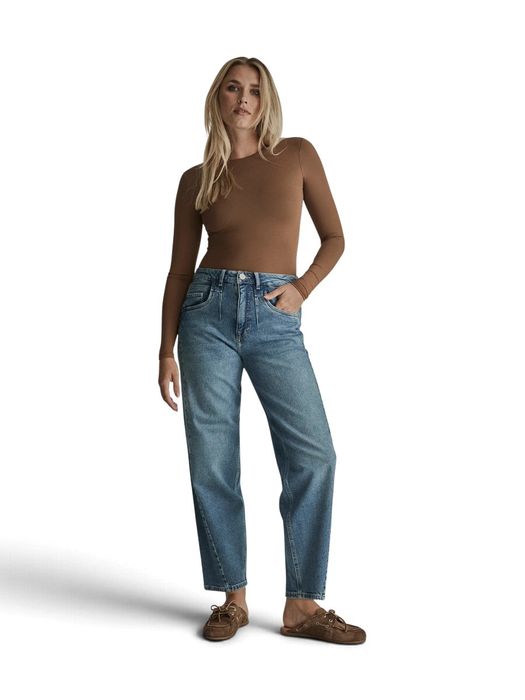 Blauwe barrel leg jeans met hoge taille Coco Para Mi