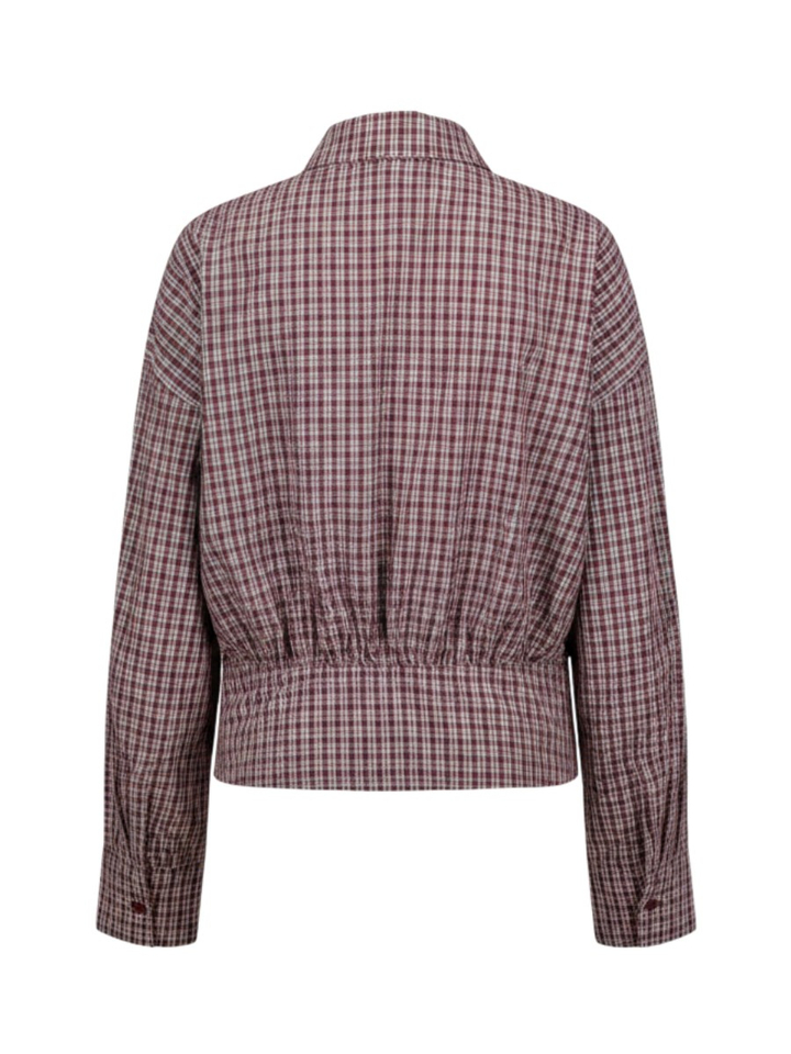 Bordeaux bloes in ruit motief en elastiek onderaan Robina shirt Minus