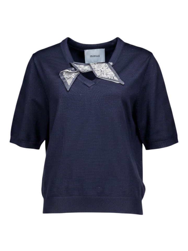 Blauwe t-shirt met sjaaltje REFAELA Minus