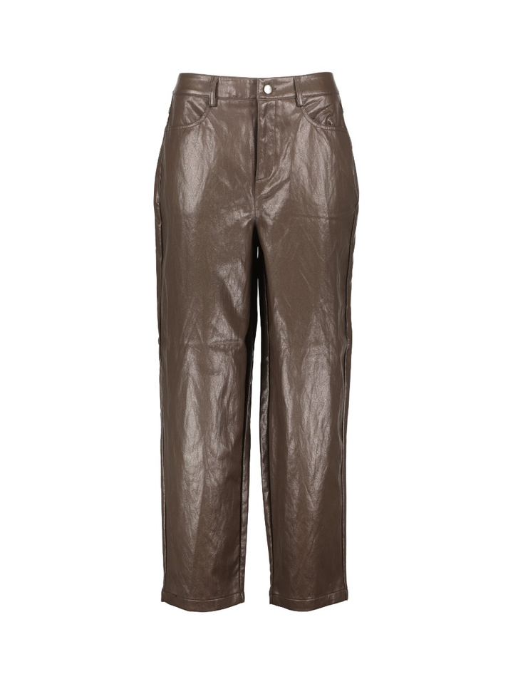 Bruine broek in imitatieleer SAGE PANTS Peppercorn
