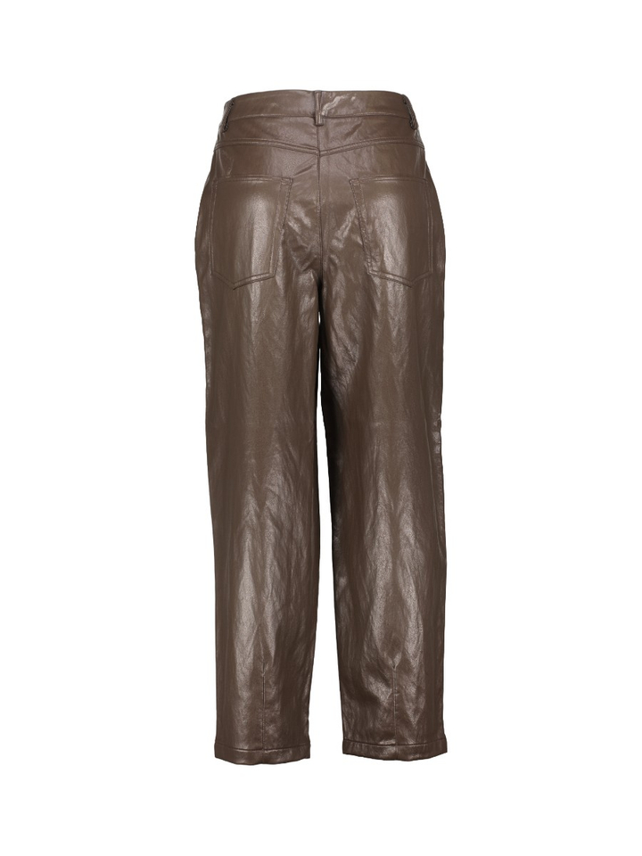 Bruine broek in imitatieleer SAGE PANTS Peppercorn