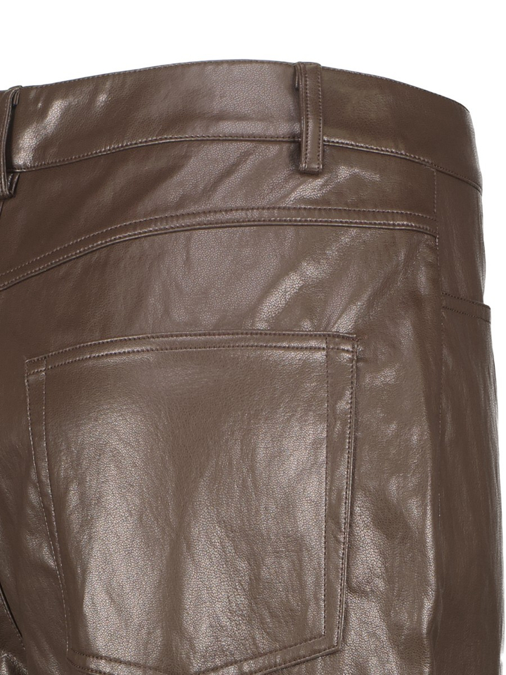 Bruine broek in imitatieleer SAGE PANTS Peppercorn