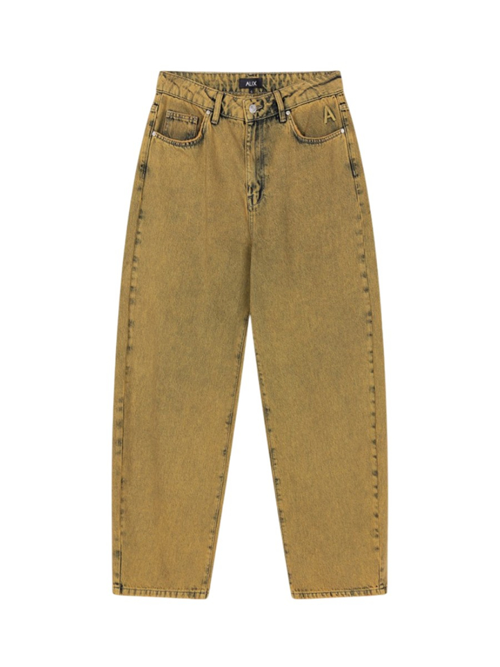 Okergele barrel leg jeans Alix