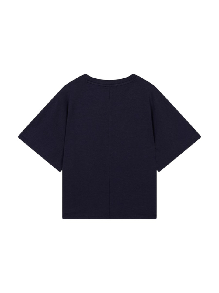 Donkerblauwe T-shirt met vleermuismouw Alix 