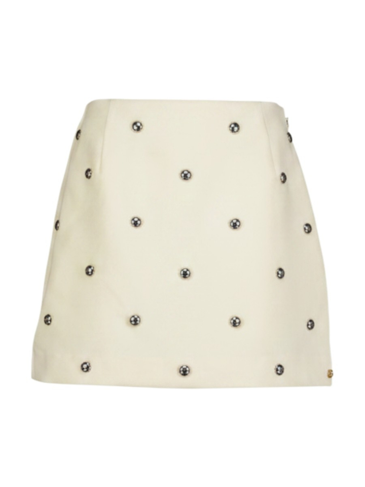 Ecru hoge taille rok met studs Zeno Josh V