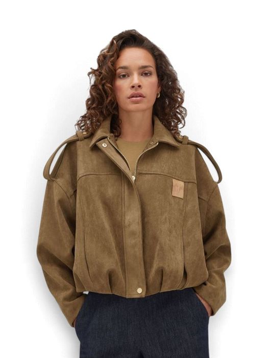Beige oversized jas in suede Vito look Josh V