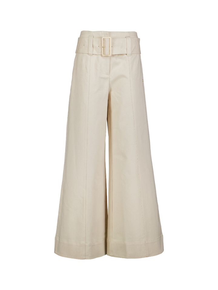Beige wide leg jeans met hoge taille en riem Maureen Josh V