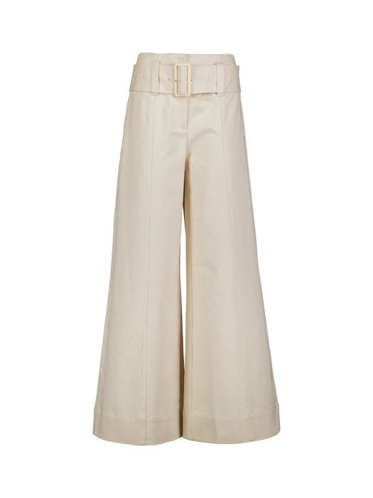 Beige wide leg jeans met hoge taille en riem Maureen Josh V