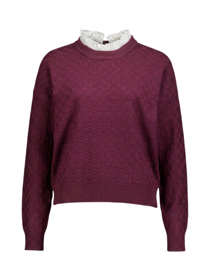 Bordeaux kleurige trui met witte kraag Picola Suncoo