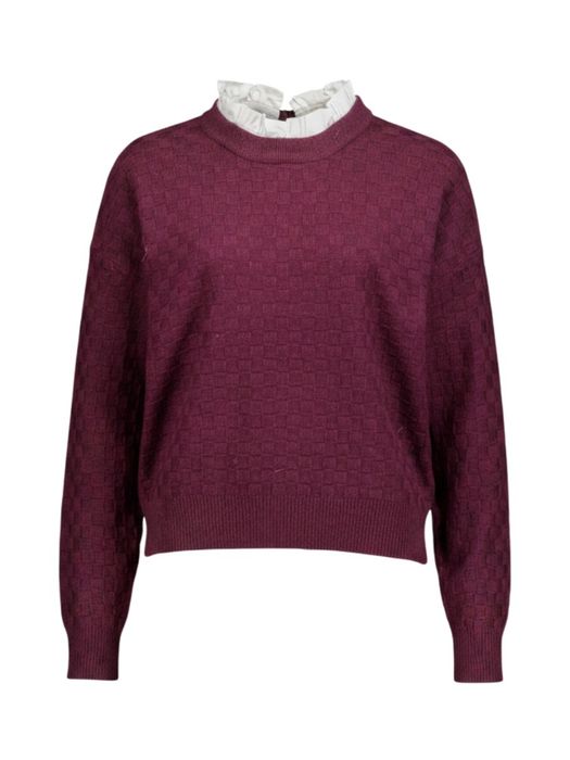 Bordeaux kleurige trui met witte kraag Picola Suncoo