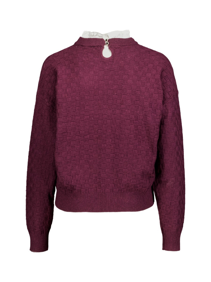 Bordeaux kleurige trui met witte kraag Picola Suncoo