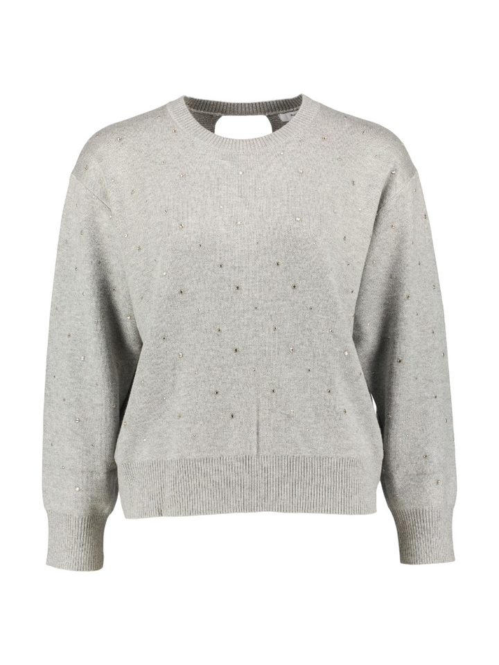 Grijze pull met diamantjes en gekruiste open rug PAYETI Suncoo
