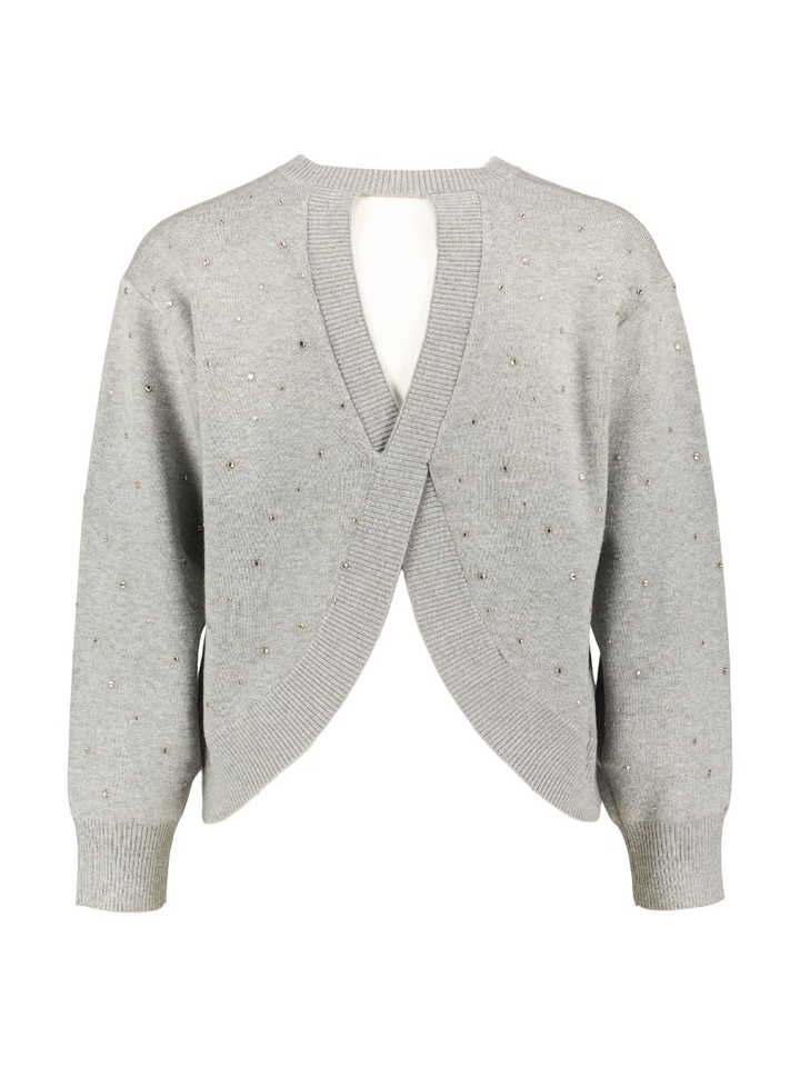 Grijze pull met diamantjes en gekruiste open rug PAYETI Suncoo