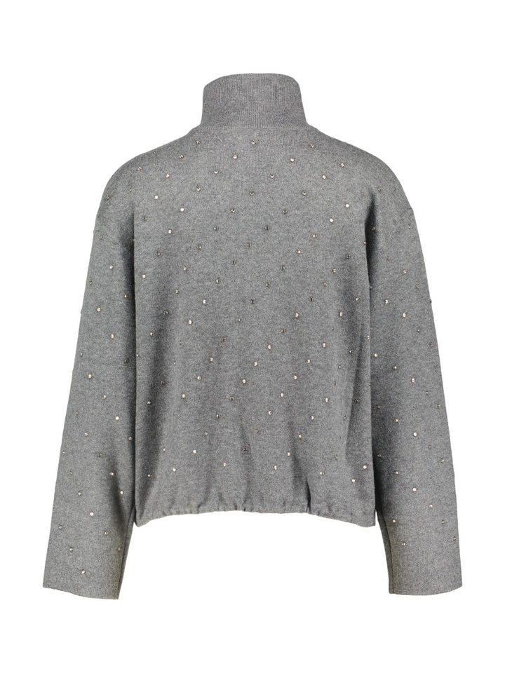 Grijze pull met korte rits en diamantjes PRISTO Suncoo