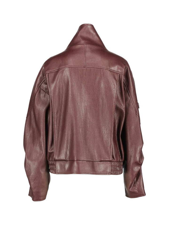 Bordeaux jas in lederlook met dubbele kraag Early Suncoo