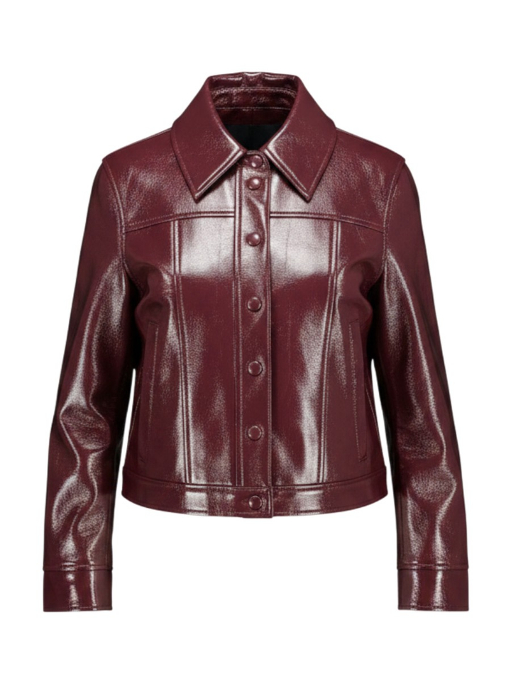 Bordeaux kort vestje in lederlook met drukknopen Doug Suncoo
