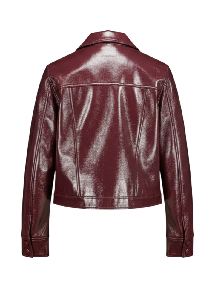Bordeaux kort vestje in lederlook met drukknopen Doug Suncoo