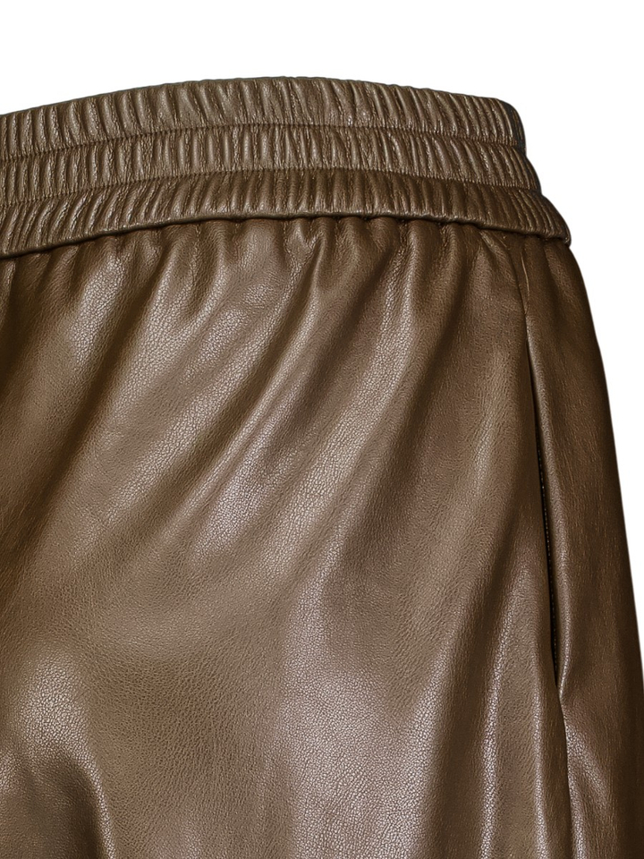 Bruine broek in lederlook met elastiek Just Suncoo