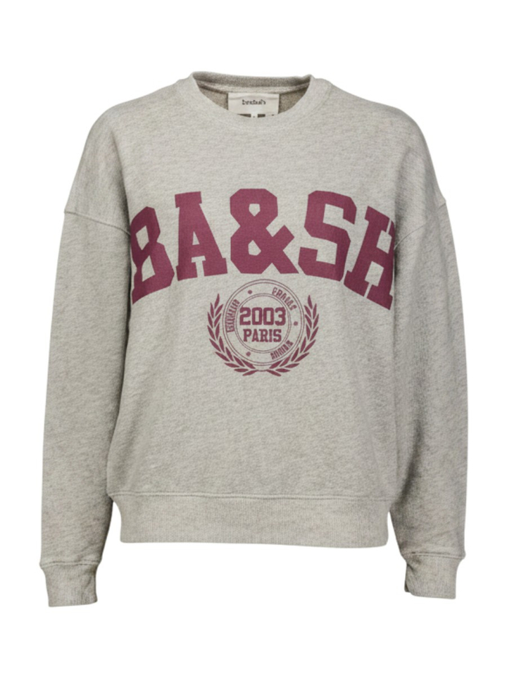 Grijze sweater met bordeaux letters Benjamin Bash