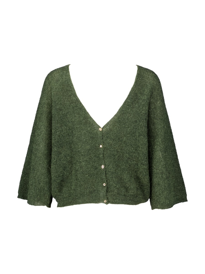 Groene gebreide cardigan met V-Hals op de rug Bash