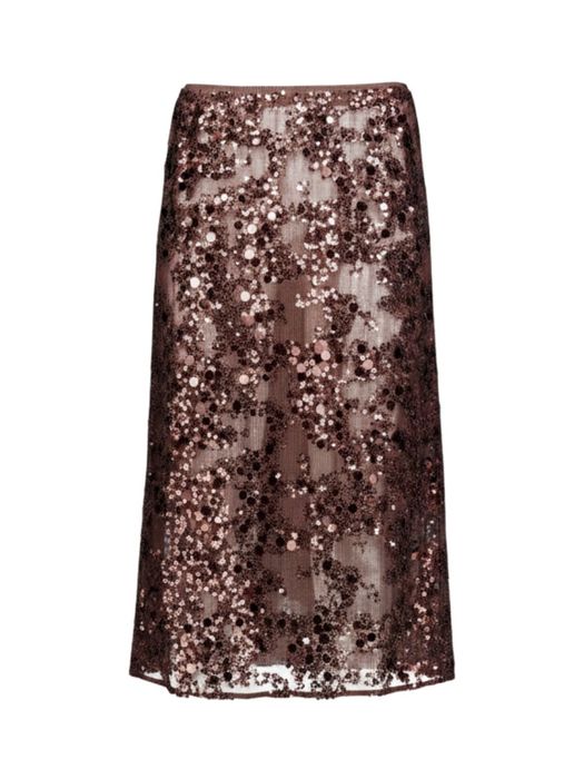Coffee Bean Brown lange rok in transparante mesh Shania Baum Und Pferdgarten